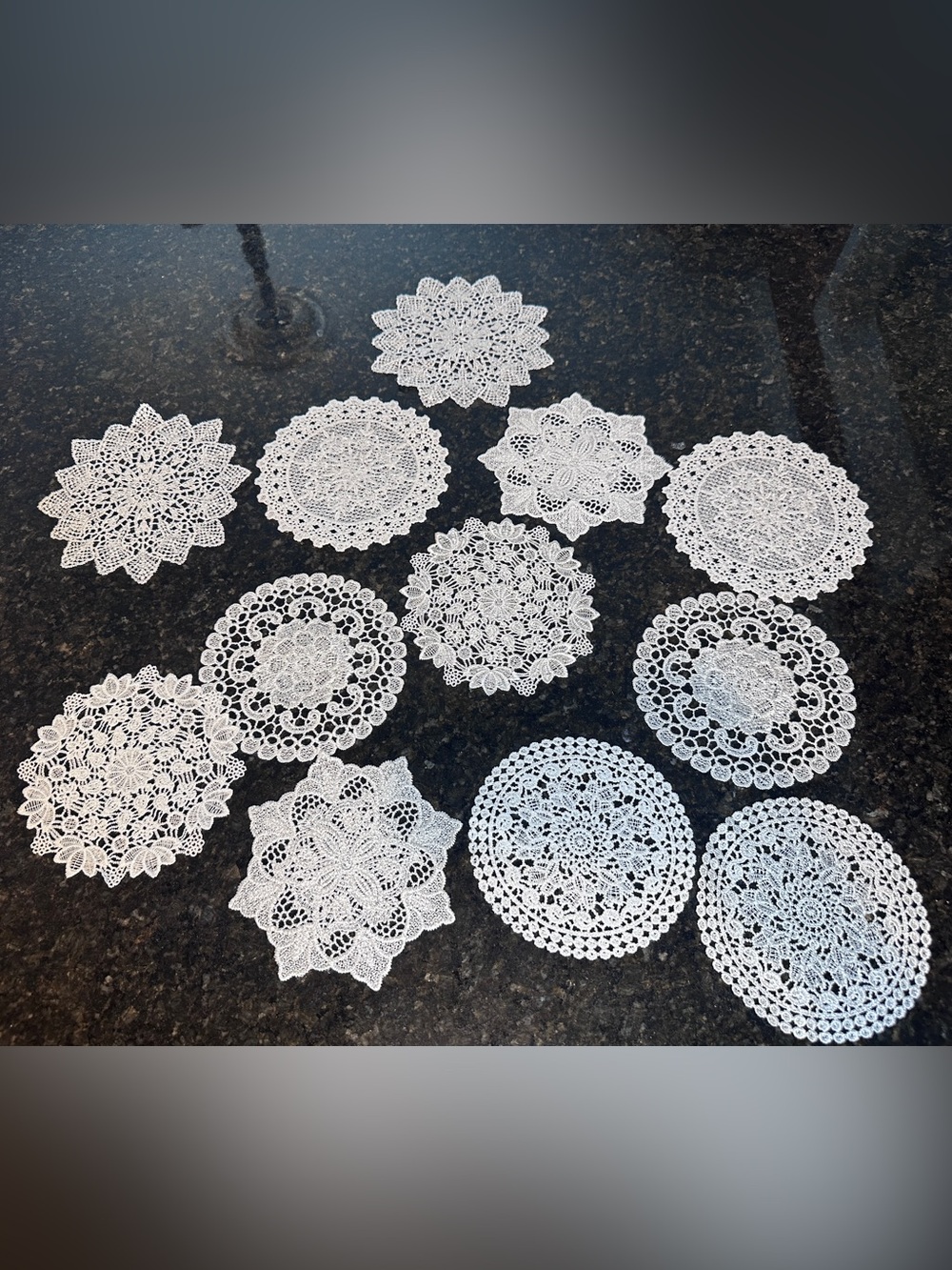 Amazon White Crochet Doily Collection - Assorted Round Lace Accents